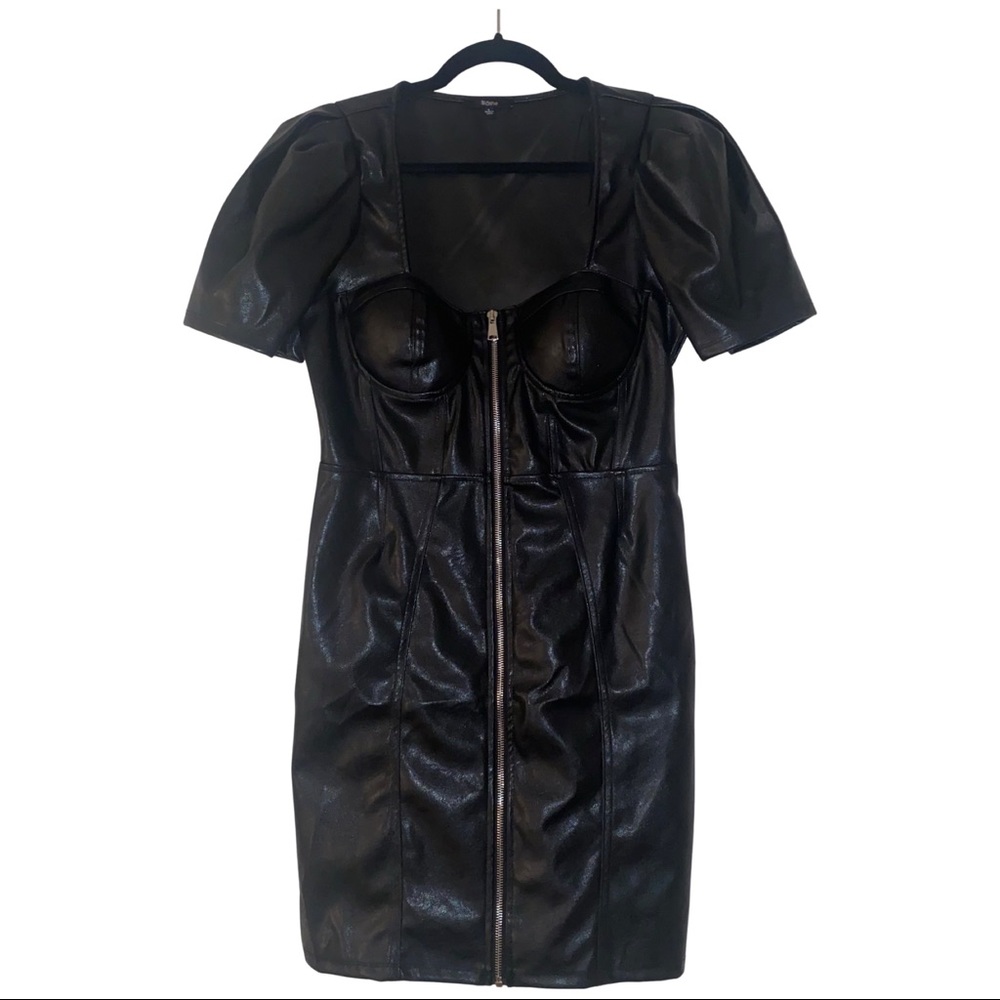 Blashe Faux Leather Black Dress